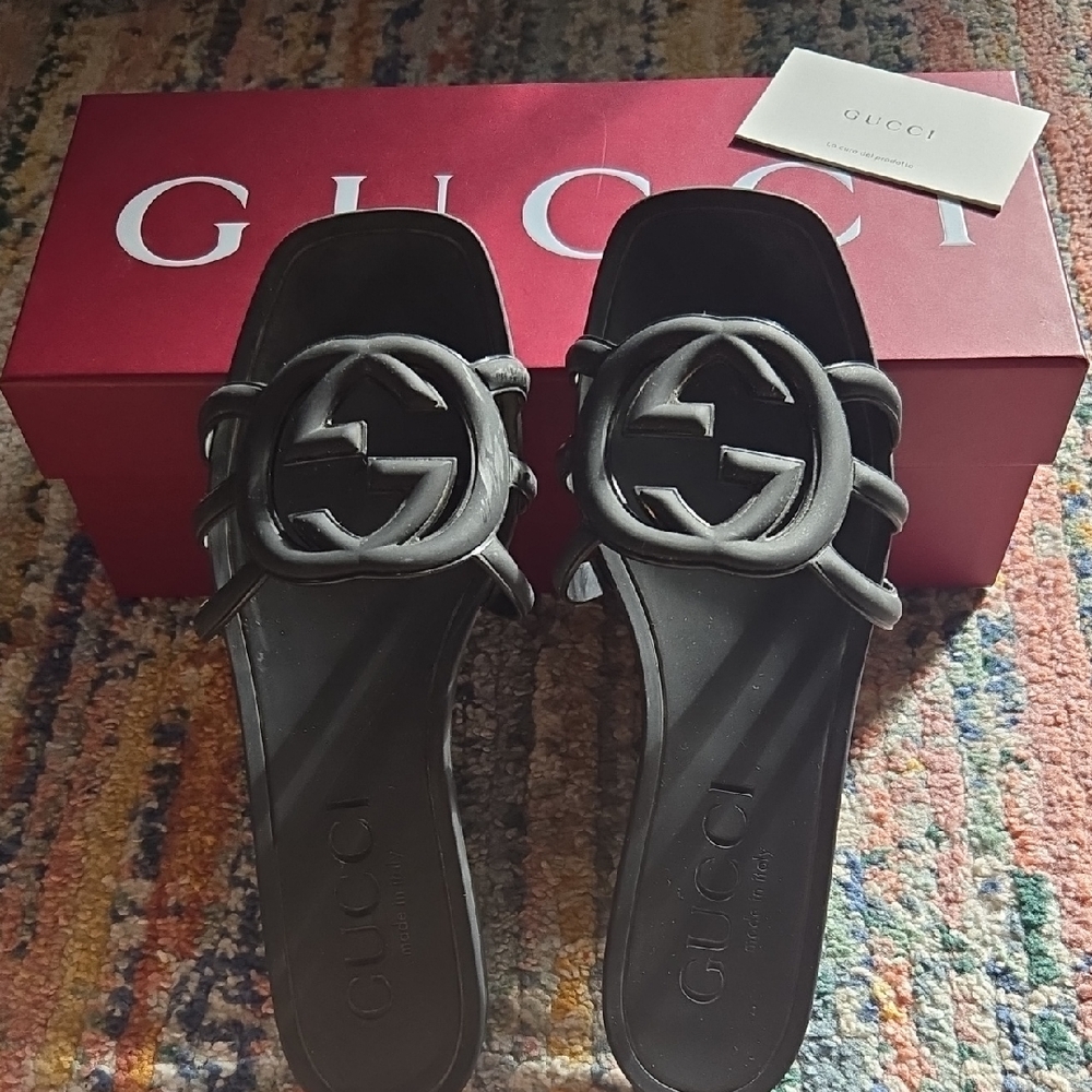 Gucci Black Logo Slide Sandals